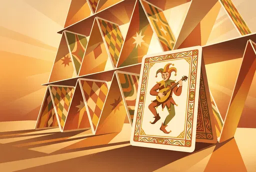 House of Cards with Jester Illustration