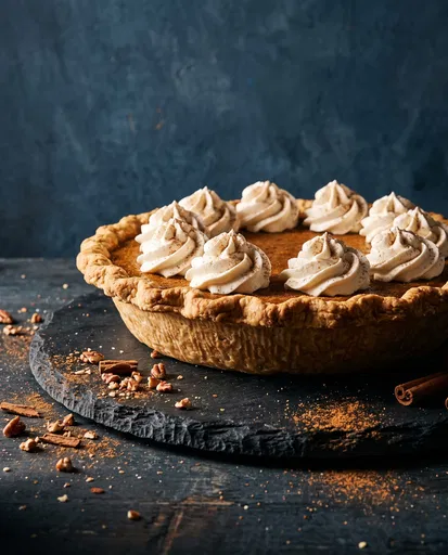 Spiced Pumpkin Pie on Dark Slate