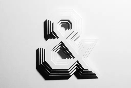 Layered White Paper Geometric Ampersand