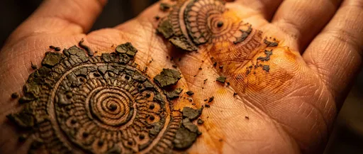 Macro Close-Up of Peeling Henna Mandala
