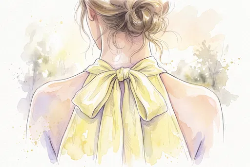 Watercolor Yellow Halter Top Bow Illustration
