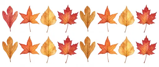 Watercolor Autumn Leaves Clipart Set