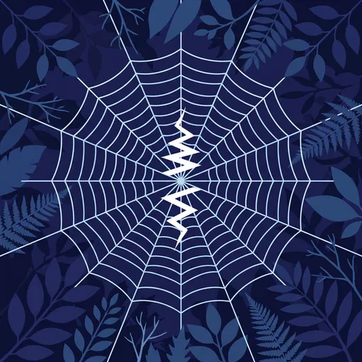 Symmetrical Orb Spider Web Night Illustration