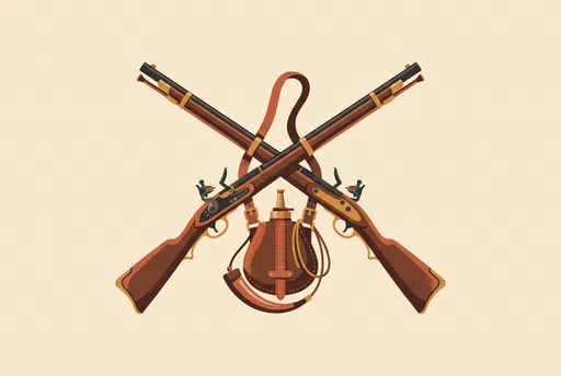 Crossed Flintlock Rifles and Powder Pouch