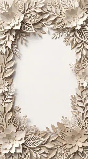Neutral Paper-Cut Floral Border Frame