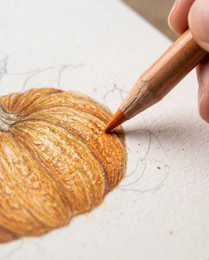 Colored Pencil Drawing of a Pumpkin