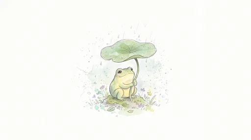 Watercolor Frog Holding Leaf Umbrella