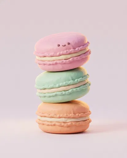 Stacked Pastel Clay Macaron Character
