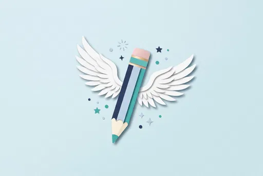 Paper Cutout Winged Pencil Illustration