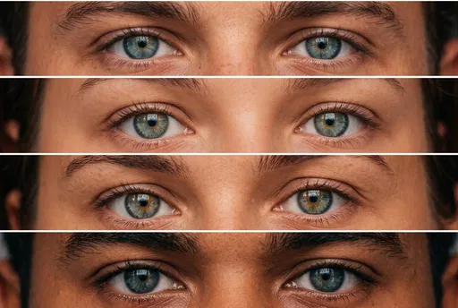 Four Horizontal Bands of Gray Eyes