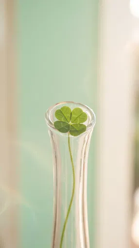 Four-Leaf Clover in Glass Bud Vase