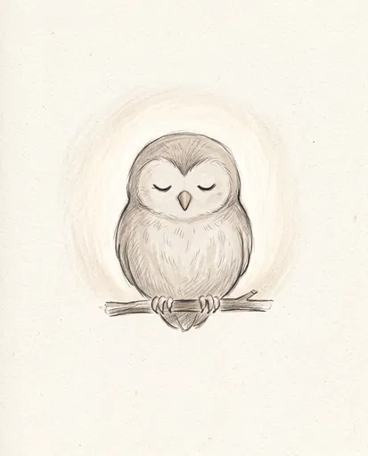 Sleepy Owl Colored Pencil Sketch
