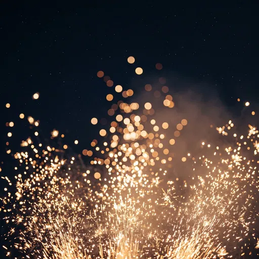 Golden Sparks and Bokeh Night Sky