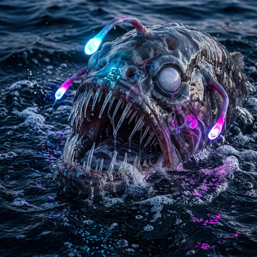 Bioluminescent Deep Sea Monster Surfacing