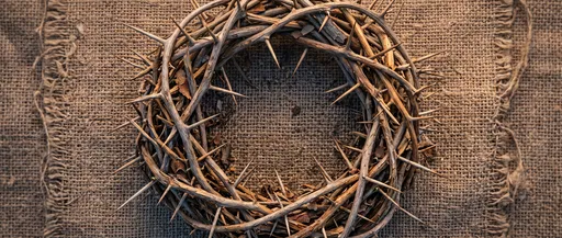 Crown of Thorns on Burlap Fabric