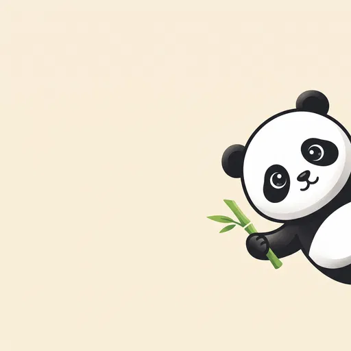 Cute Panda Cub Holding Bamboo Illustration