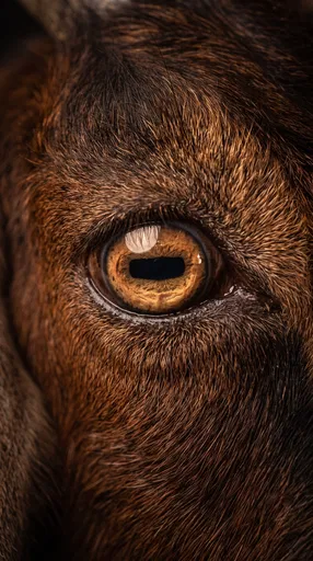 Macro Close-Up of Brown Goat Eye
