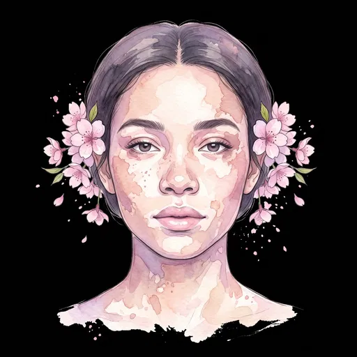 Watercolor Portrait of Woman with Vitiligo