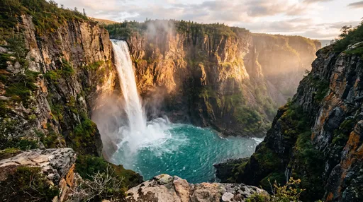 Golden Hour Waterfall in Turquoise Canyon