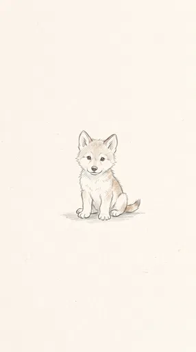 Minimalist Wolf Pup Pencil Sketch