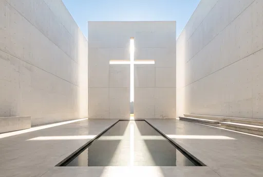Minimalist Concrete Sanctuary With Cross Cutout
