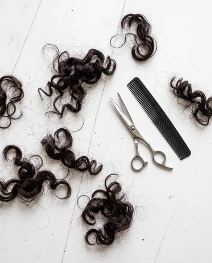Cut Dark Curls With Scissors and Comb