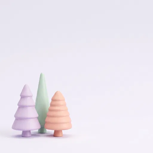 Minimalist Pastel 3D Christmas Trees