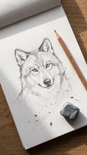Graphite Wolf Sketch on Drawing Paper