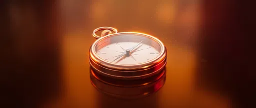 Rose Gold Compass on Amber Surface
