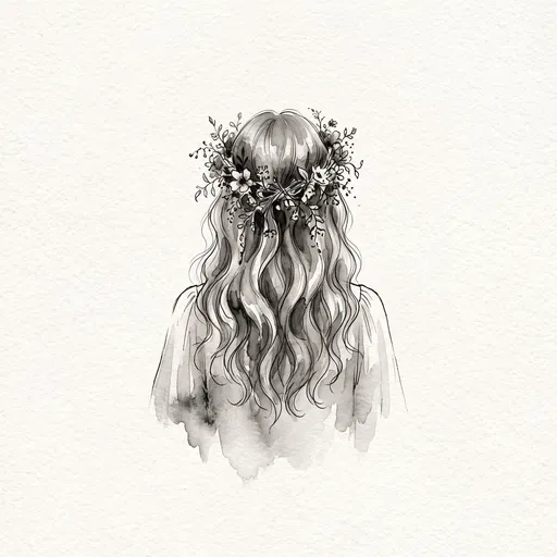 Monochrome Watercolor Woman With Flower Crown