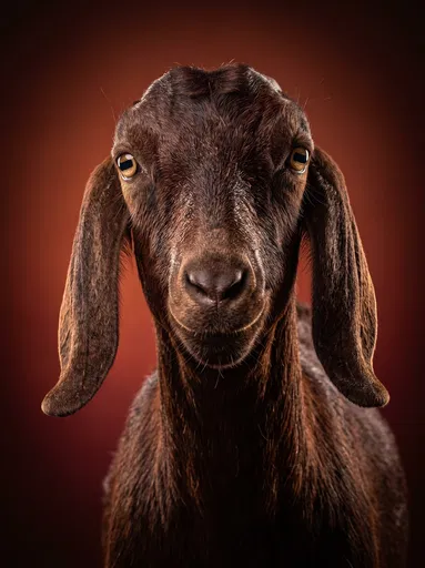 Studio Portrait of a Mahogany Nubian Goat