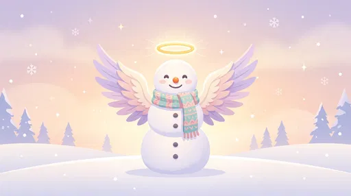 Cute Pastel Angel Snowman Illustration