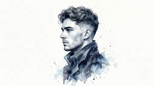 Watercolor Portrait of Man with Fade Haircut