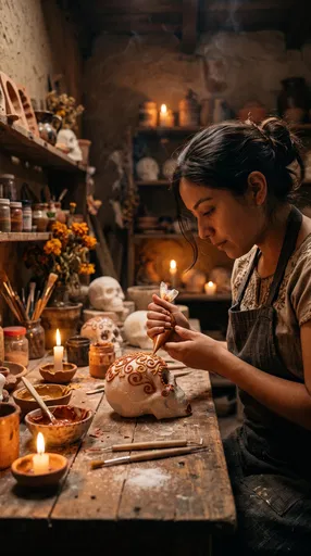 Artisan Decorating Traditional Sugar Skull