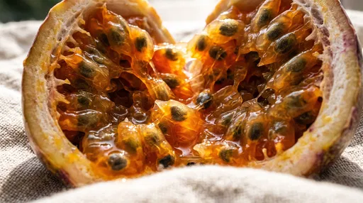 Macro Close-Up of Fresh Passion Fruit