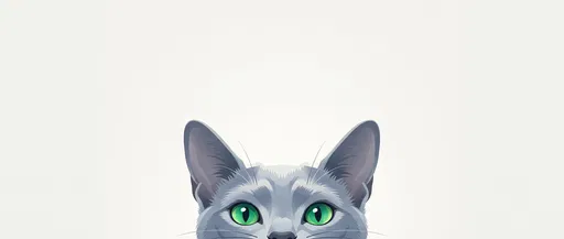 Russian Blue Cat Peeking Over Edge