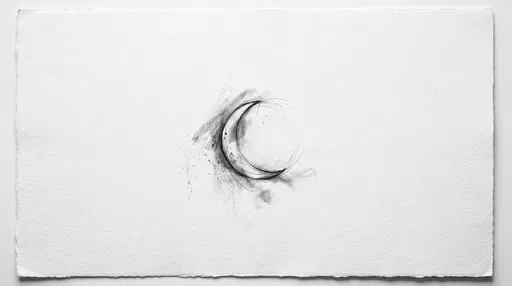 Minimalist Charcoal Crescent Moon Sketch on Paper