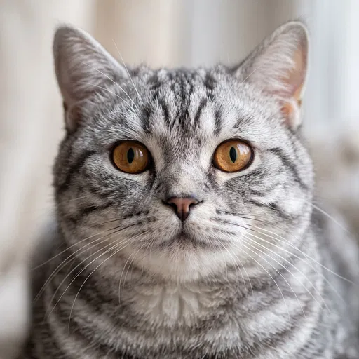 Silver Tabby Cat Close-Up Portrait
