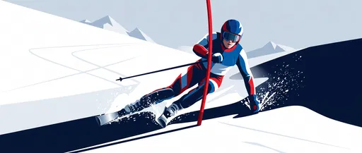 Minimalist Illustration of Slalom Skier Turning
