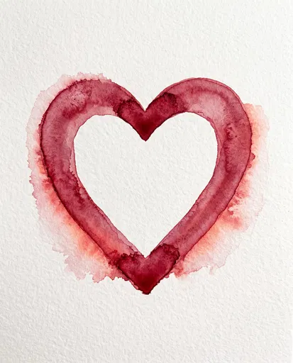 Crimson Watercolor Heart Outline Illustration