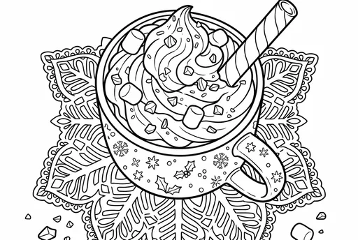 Winter Hot Cocoa Mug Coloring Page