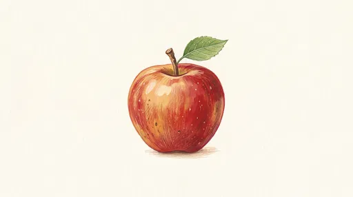 Hand-Drawn Red and Gold Apple Illustration