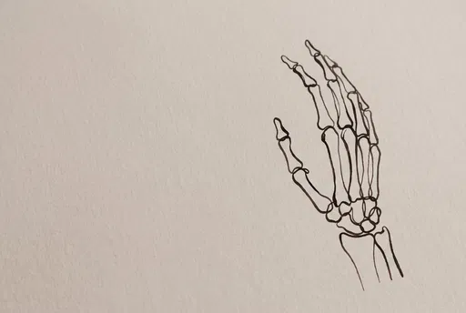 Minimalist Skeleton Hand Line Drawing