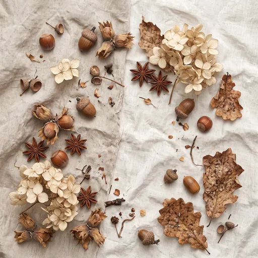 Autumn Botanicals Flat Lay on Linen