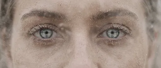 Macro Close-Up of Grey Eyes with Sand
