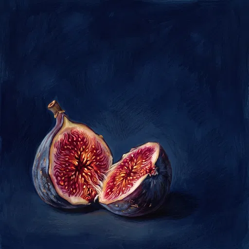 Split Black Fig Illustration on Blue