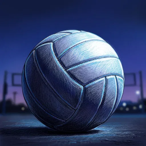 Colored Pencil Volleyball at Twilight