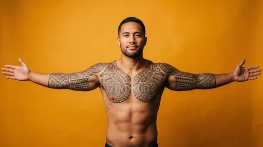 Athletic Man With Symmetrical Tribal Tattoos