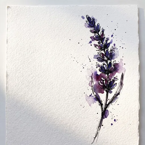 Watercolor and Ink Lavender Sprig Sketch