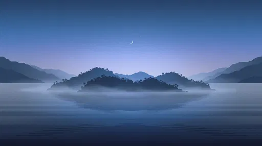 Minimal Blue Hour Island Illustration